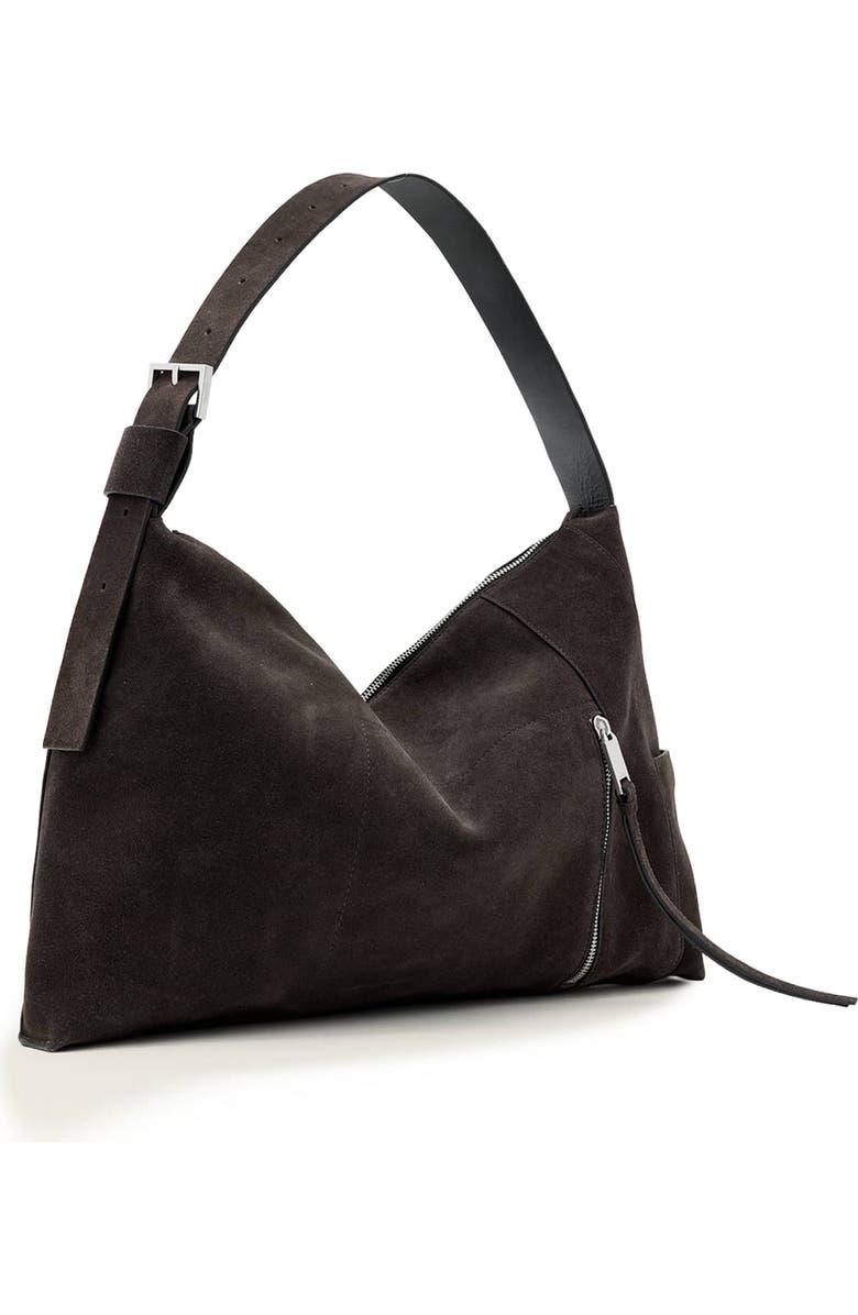 AllSaints Medium Alba Suede Shoulder Bag, Alternate, color, Bitter Brown