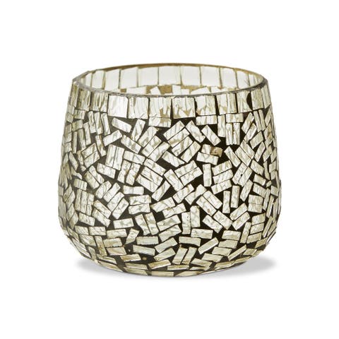 Marin Mosaic Clear Glass Votive Holder Set Elegant Candle Holders