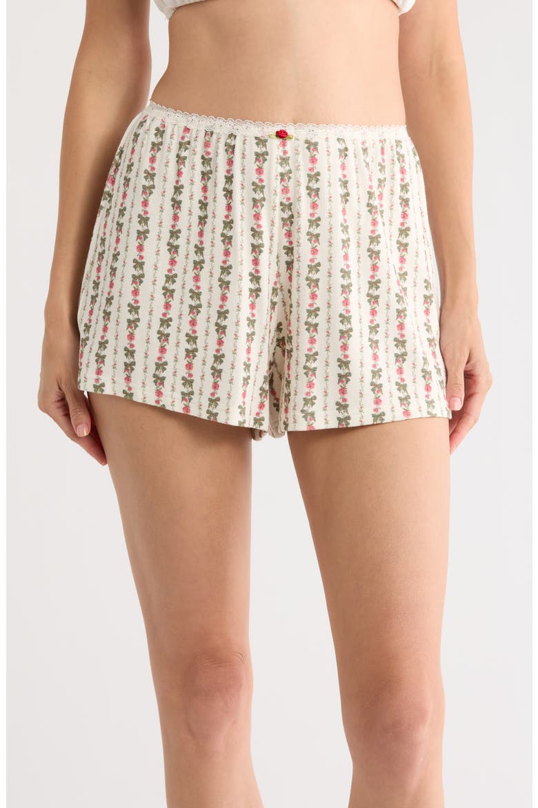 Print Pajama Shorts, Main, color, HEIRLOOM ROSE