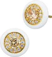 SAVVY CIE JEWELS Cubic Zirconia and Enamel Stud Earrings