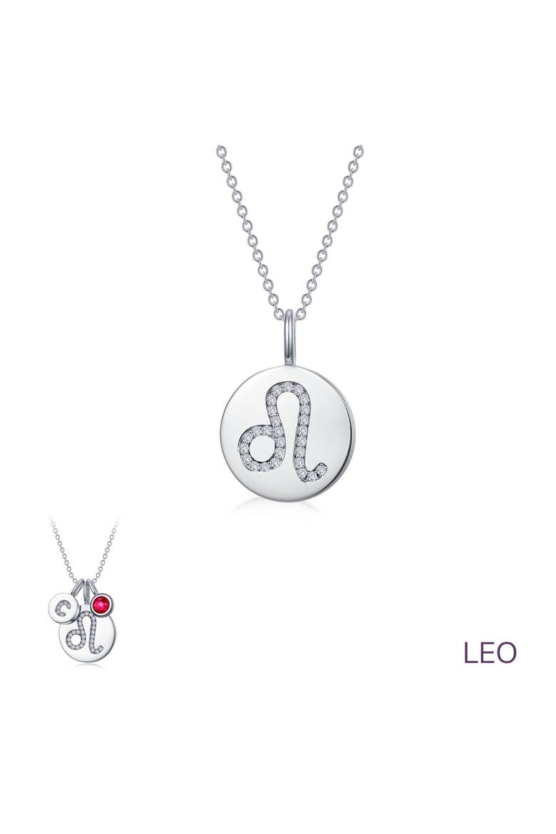 Simulated Diamond Leo Pendant Necklace, Alternate, color, SILVER