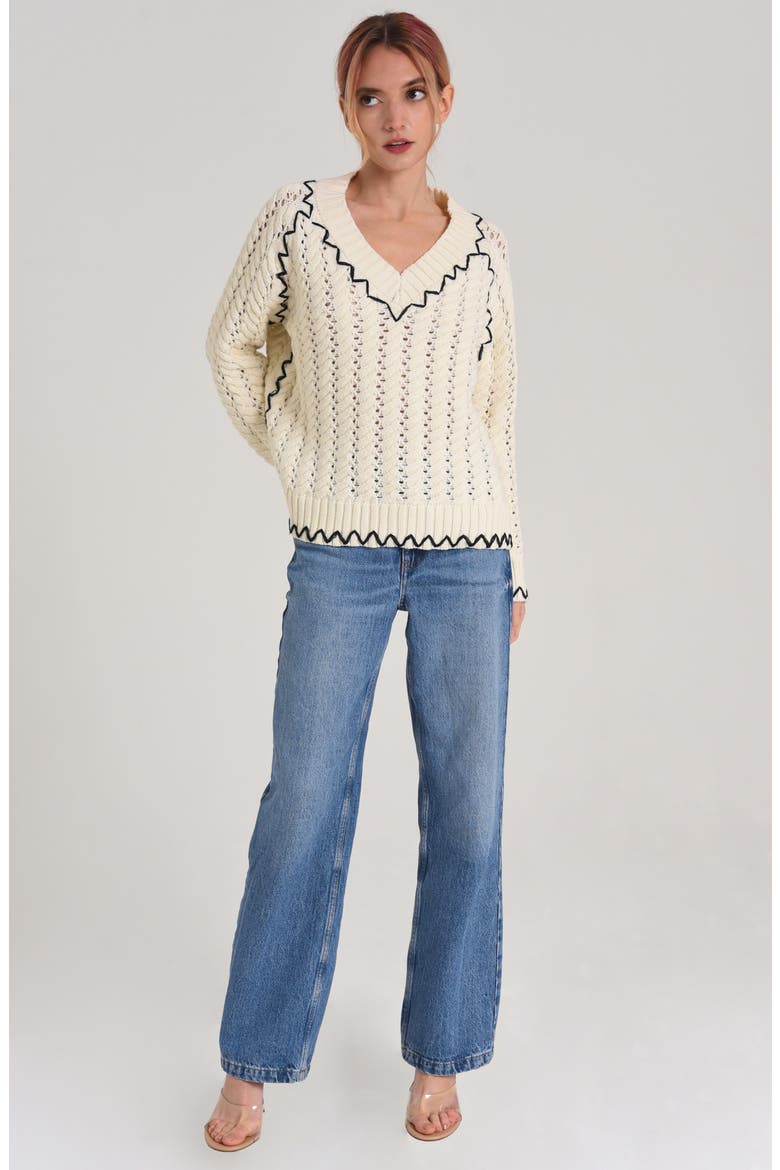Aria Embroidered Sweater, Alternate, color, IVORY