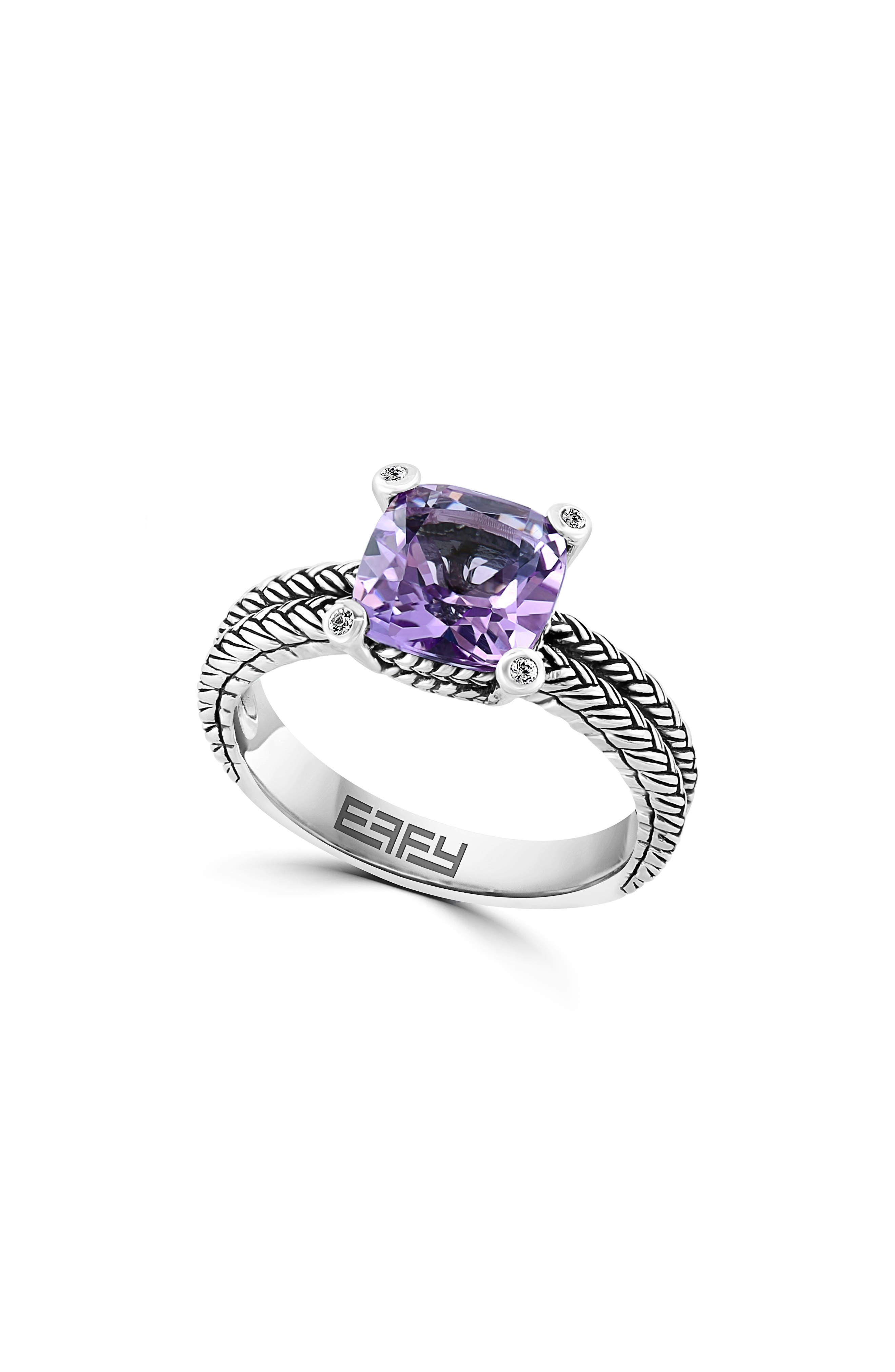 EFFY Sterling Silver Amethyst Double Braid Ring