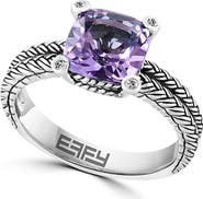 EFFY Sterling Silver Amethyst Double Braid Ring