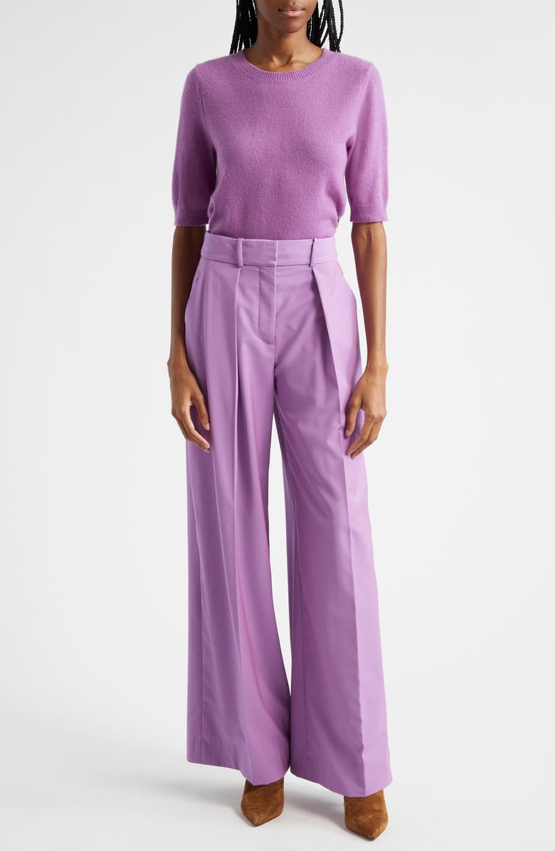 Veronica Beard Sonia Wool Blend Wide Leg Pants, Alternate, color, Orchid Dusk