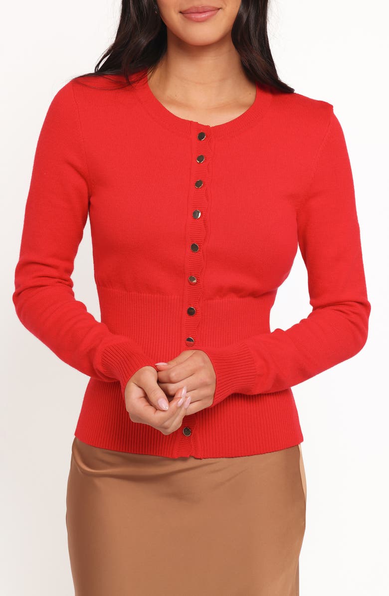 Petal & Pup Walsh Scallop Trim Cardigan, Alternate, color, Red