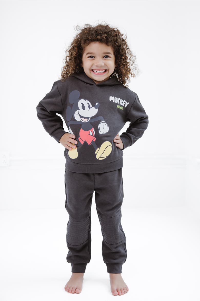 Mickey Mouse Fleece 2-Piece Hoodie and Pants Set, Alternate, color, Mickey Charcoal Lime