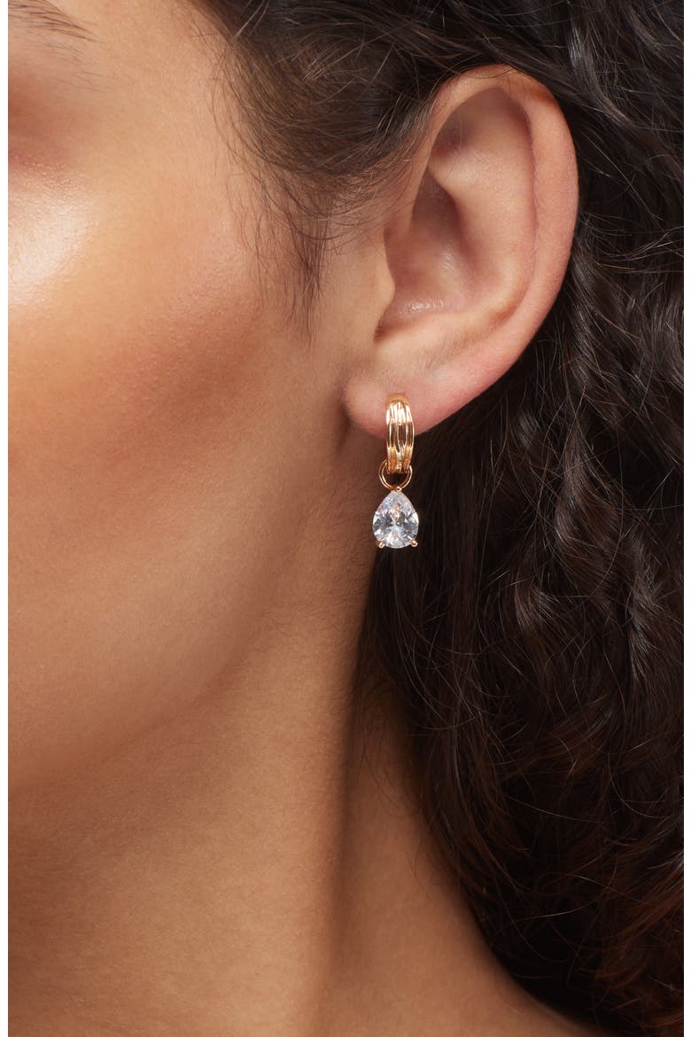 x Dezi The Perfect Pear Huggie Earrings, Alternate, color, GOLD