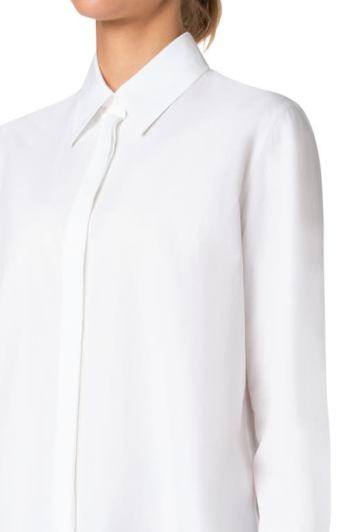 Akris Punto Long Sleeve Cotton Poplin Tunic Top In Cream