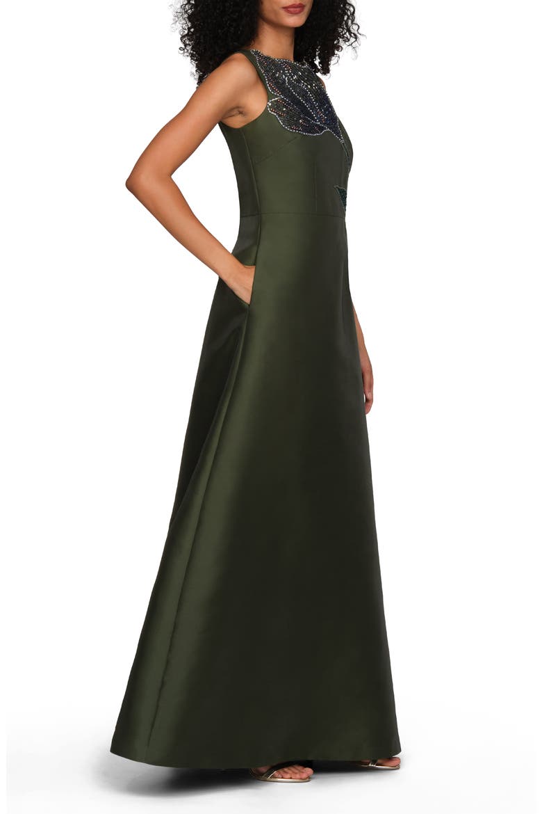 Charlene Embellished Taffeta Gown, Alternate, color, FOREST ELF