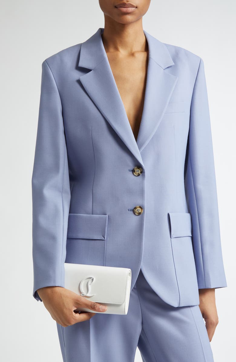 Christian Louboutin Loubi54 Naplak Leather Wallet on a Chain, Alternate, color, Bianco