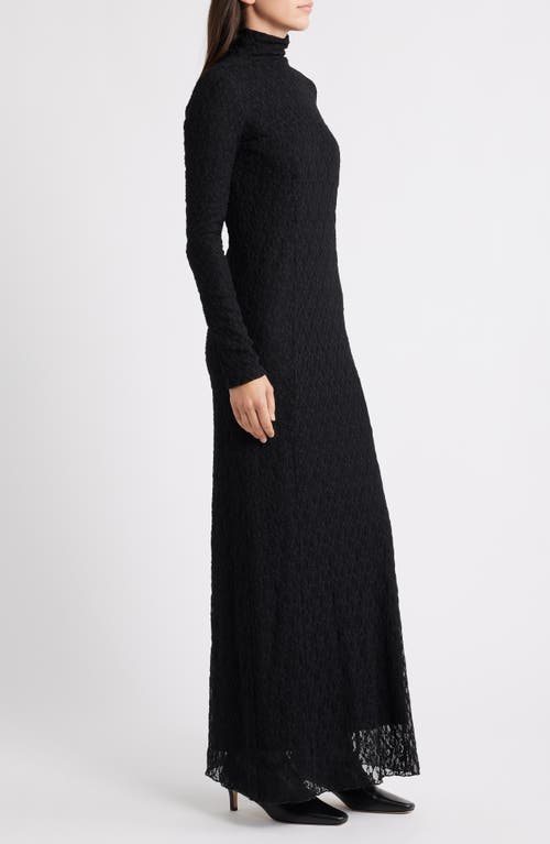 Rag & Bone Ellie Lace Long Sleeve Turtleneck Maxi Dress In Black