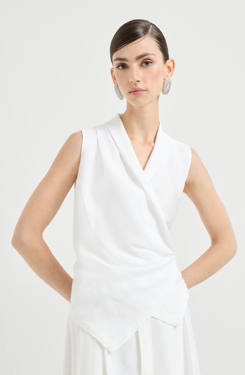 Brunello Cucinelli Fluid twill vest with monili, Alternate, color, White