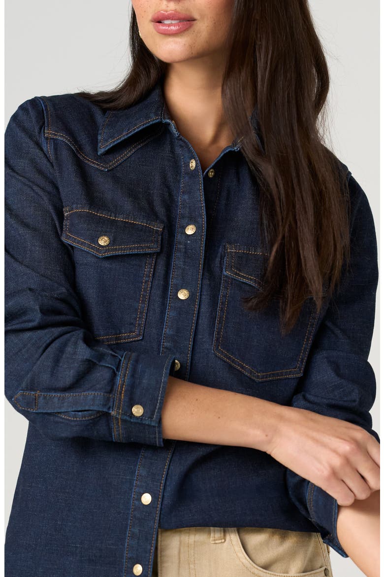 Western Slim Fit Denim Shirt, Alternate, color, TRIPLE CROWN
