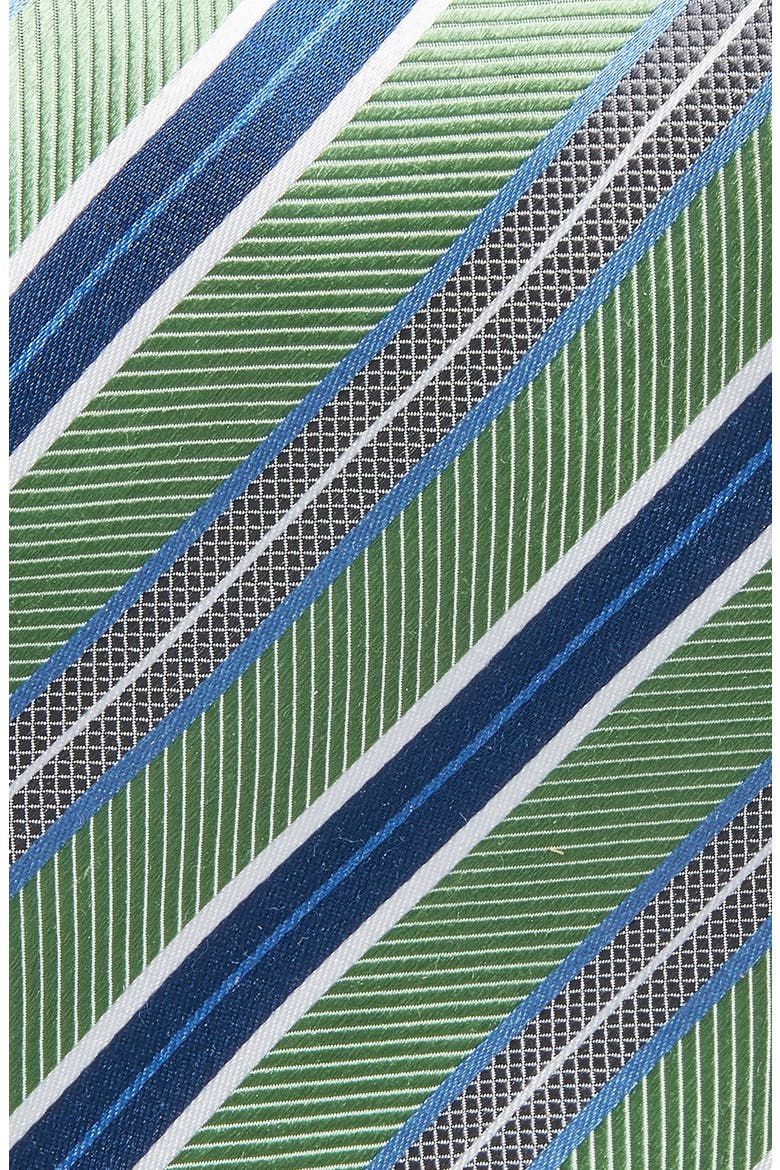 Stripe Silk Tie, Alternate, color, GREEN