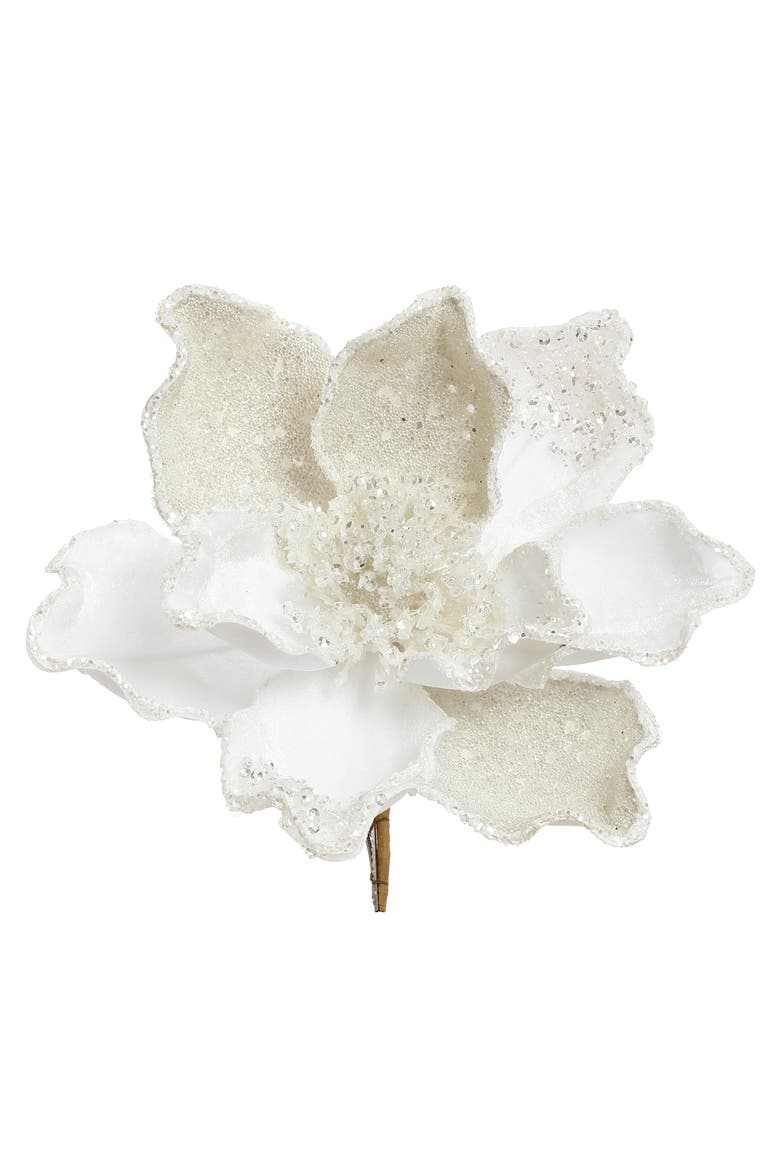 Magnolia Flower with Clip, Set of 12, Main, color, White