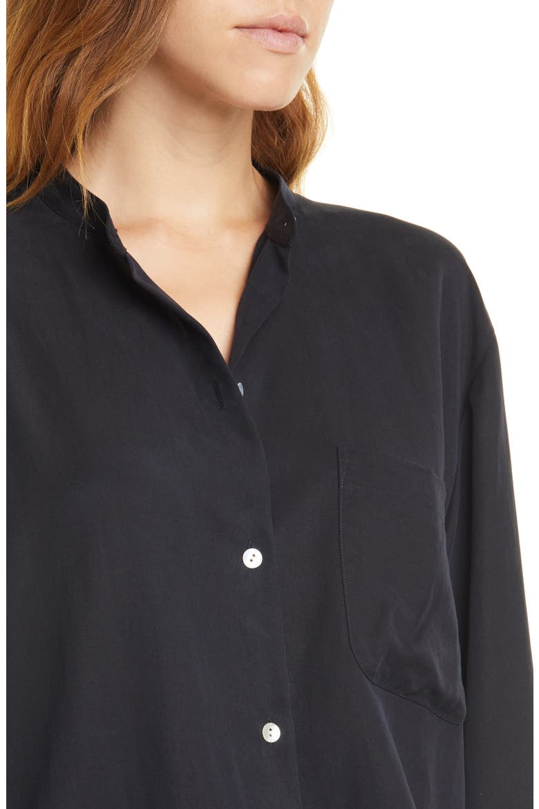 Relaxed Band Collar Blouse, Alternate, color, COASTAL