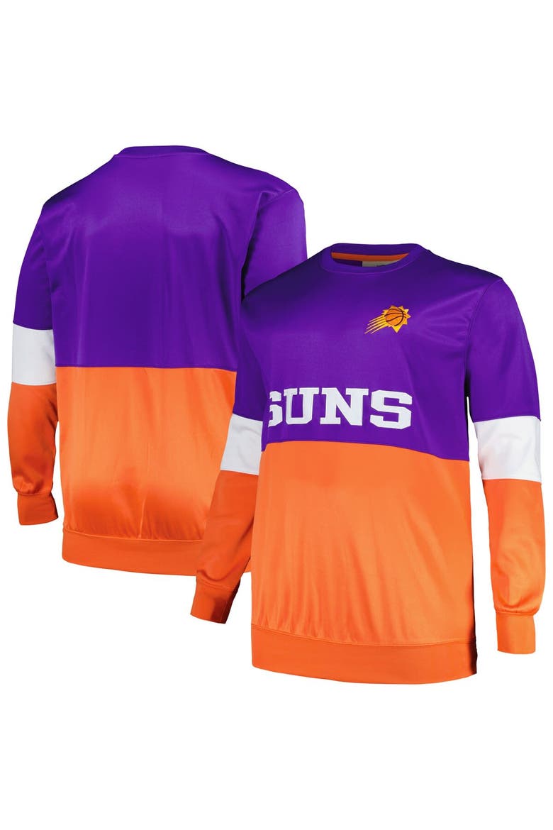 Men's Fanatics Branded Purple/Orange Phoenix Suns Big & Tall Split Pullover Sweatshirt, Main, color, Purple