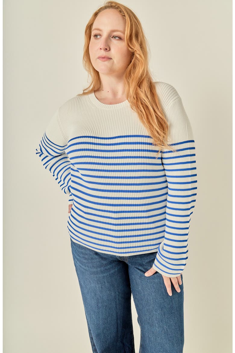 Stripe Sweater, Alternate, color, WHITE/ BLUE