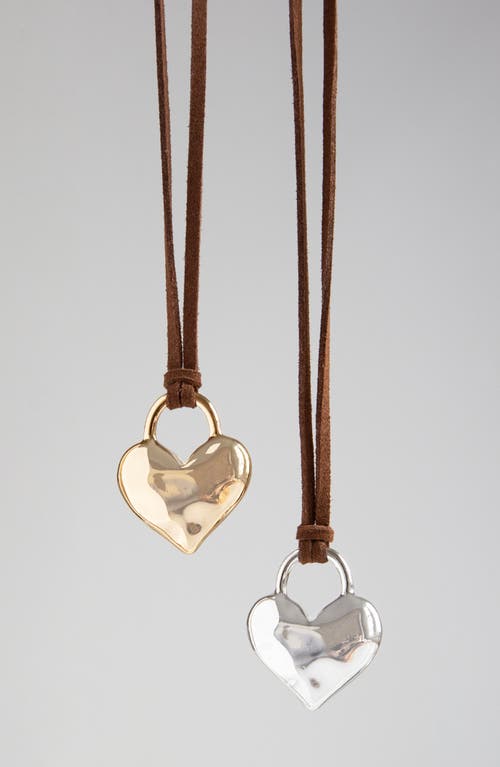 Marlyn Schiff Adjustable Heart Charm Suede Pendant Necklace In Multi
