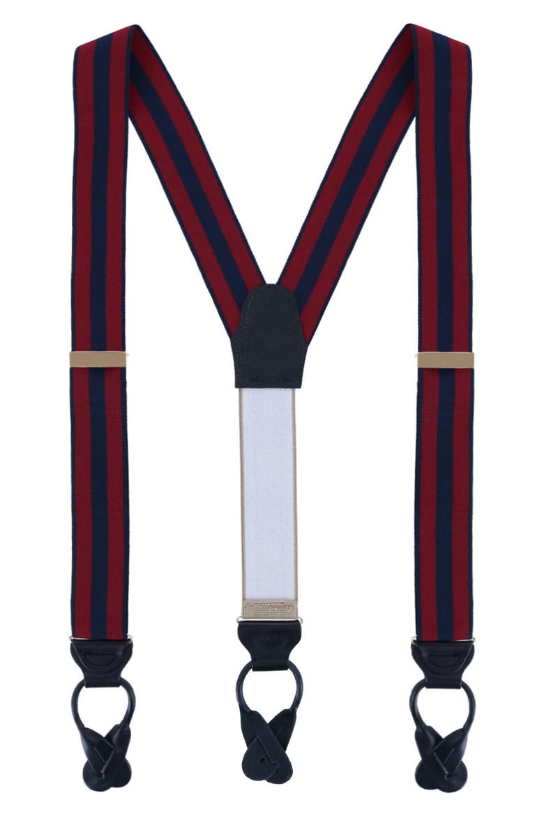 Balint Stripe Grosgrain Suspenders, Main, color, BURGUNDY AND NAVY
