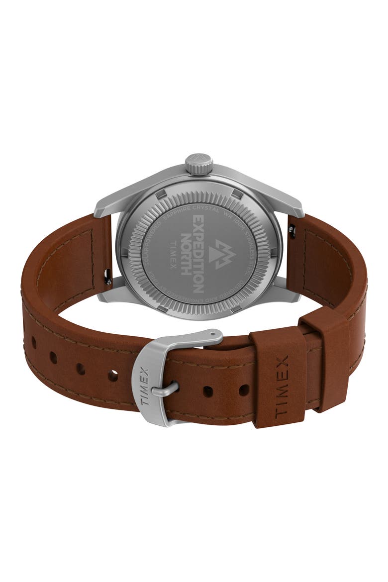 Expedition North Field Post Solar Leather Strap Watch, 36mm, Alternate, color, TAN