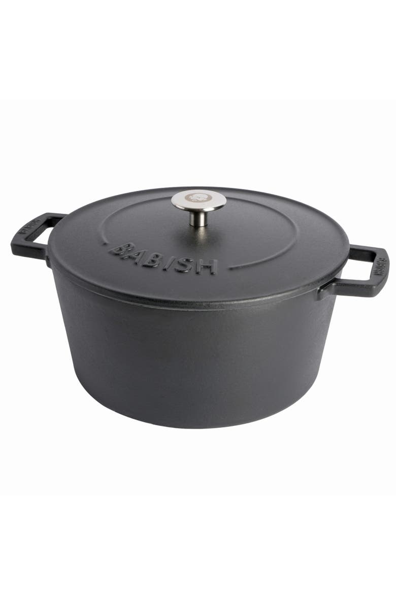 Matte Enamel Round Cast Iron Dutch Oven with Lid, Alternate, color, Black