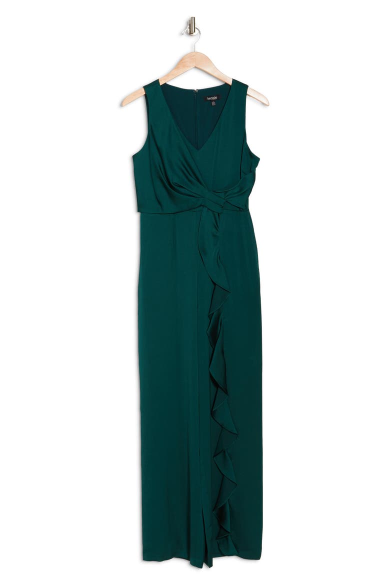 V-Neck Sleeveless Ruffled Jumpsuit, Alternate, color, EMERALD