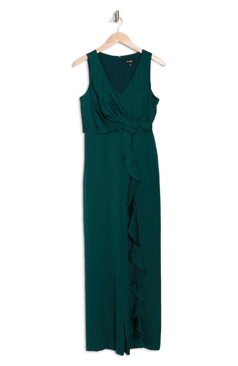 Kensie V-Neck Sleeveless Ruffled Jumpsuit, Alternate, color,