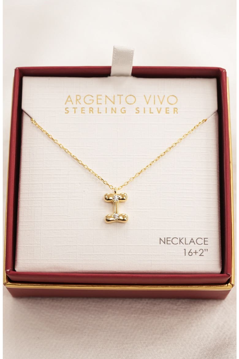 Cubic Zirconia Bubble Initial Necklace, Alternate, color, GOLD I