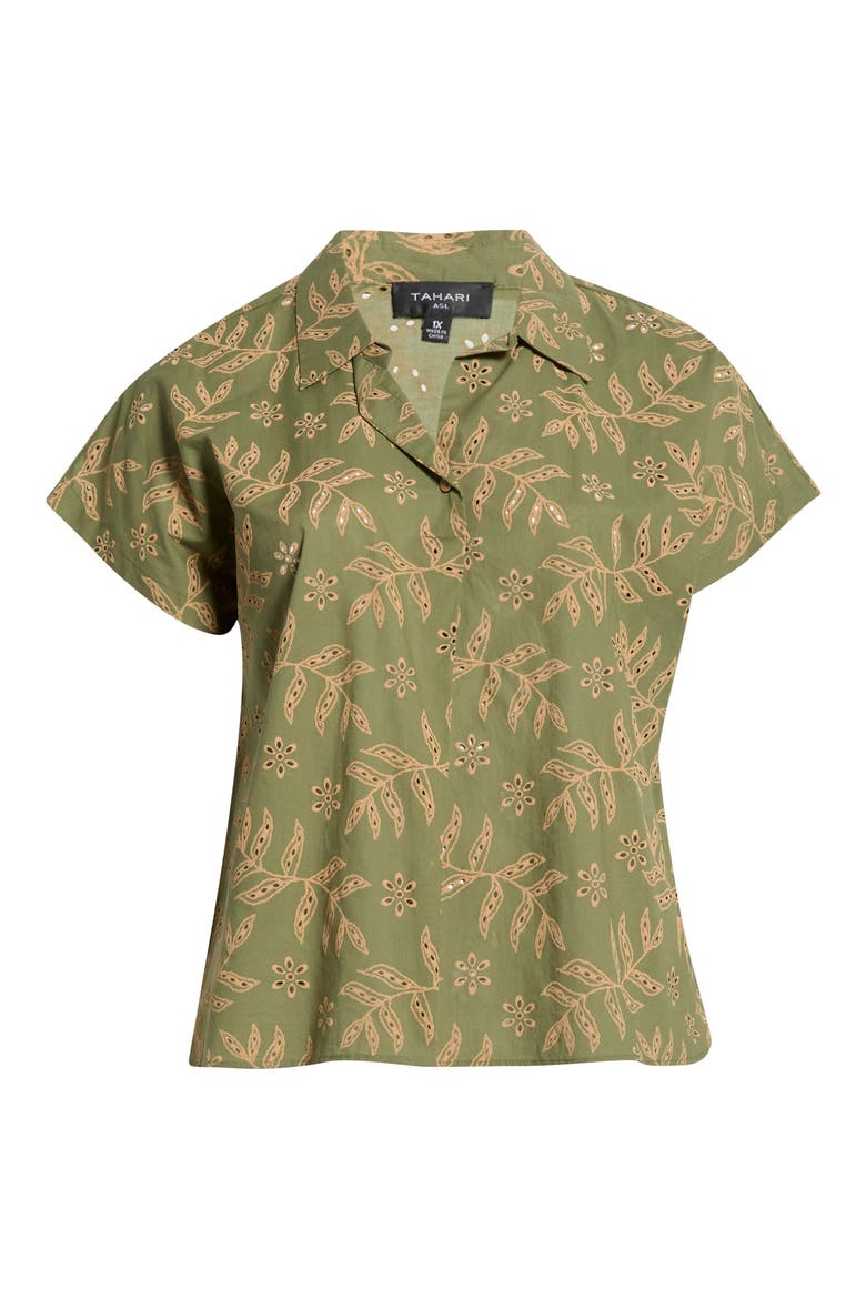 Eyelet Camp Shirt, Alternate, color, AGAVE SAND