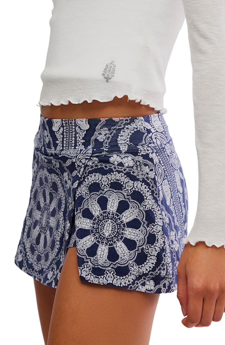 Free People FP Movement Hot Shot Print Skort, Alternate, color, Bandana Navy Combo