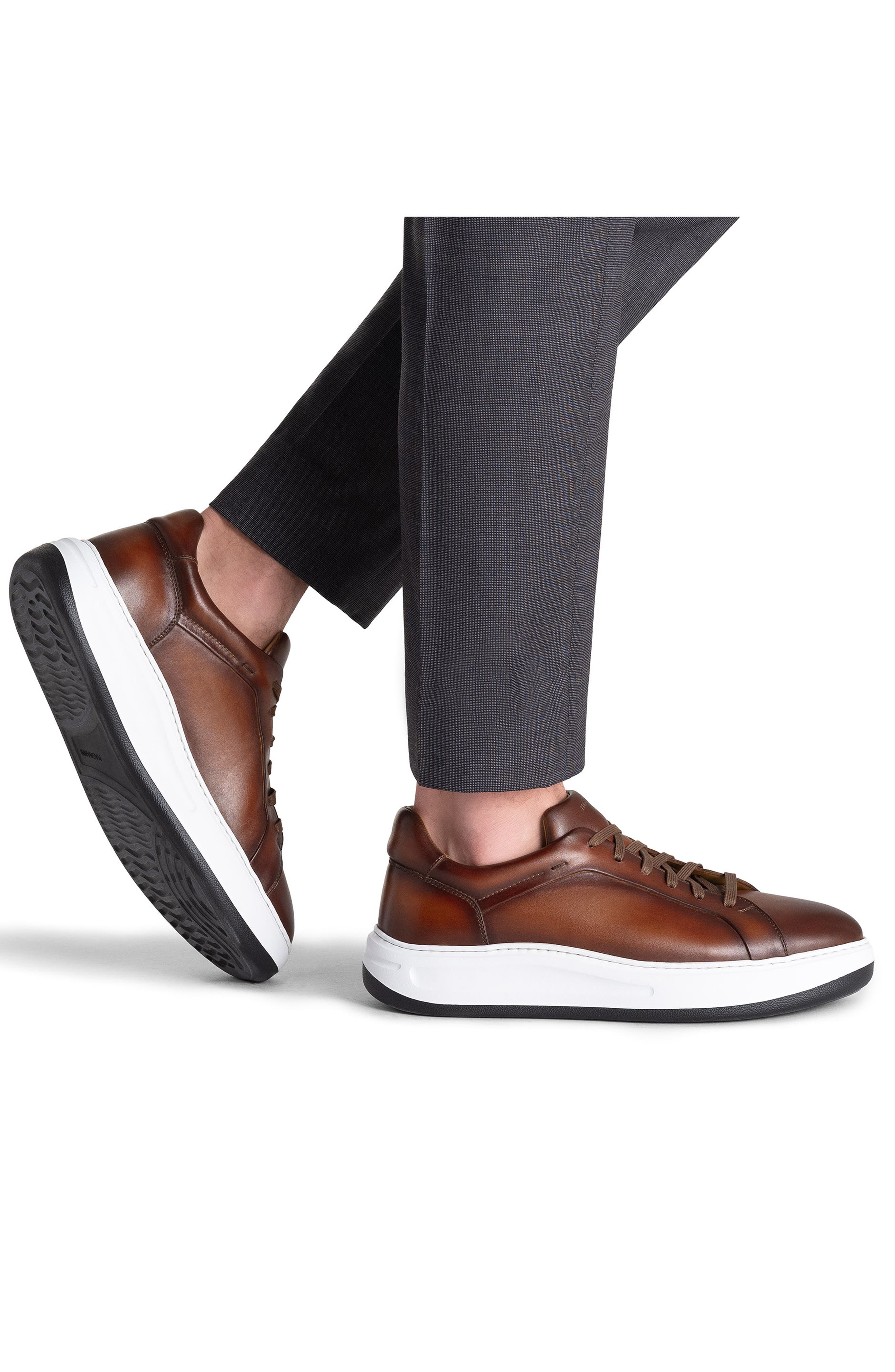 Serino Leather Sneaker, Alternate, color, COGNAC
