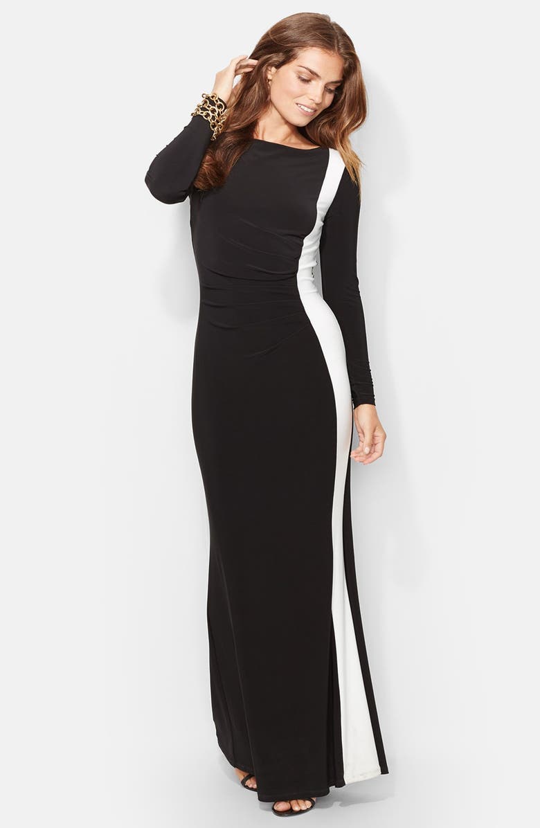 Lauren Ralph Lauren Two-Tone Jersey Gown, Alternate, color,