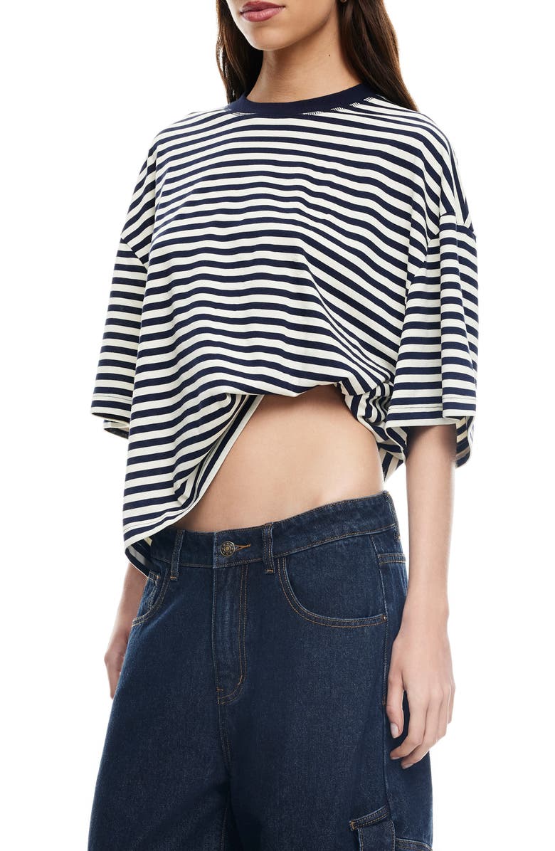 LIONESS Bloom Stripe T-Shirt, Alternate, color, White Navy Stripe