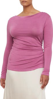 Vince Drape Neck Long Sleeve Top