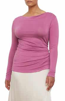 Vince Drape Neck Long Sleeve Top