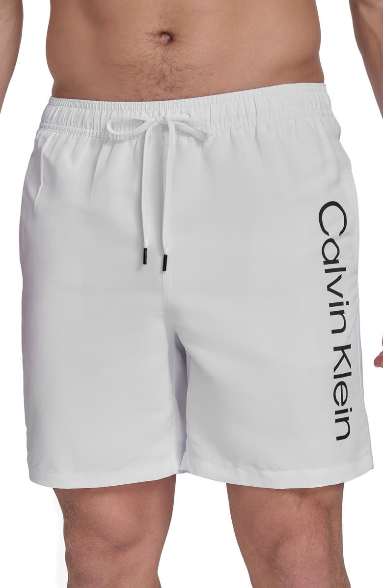 Calvin Klein Core Volley Swim Trunks, Alternate, color, White