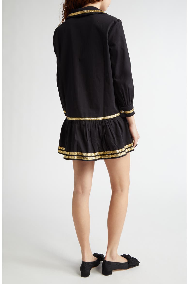 Tinsel Tape Cotton Minidress, Alternate, color, BLACK