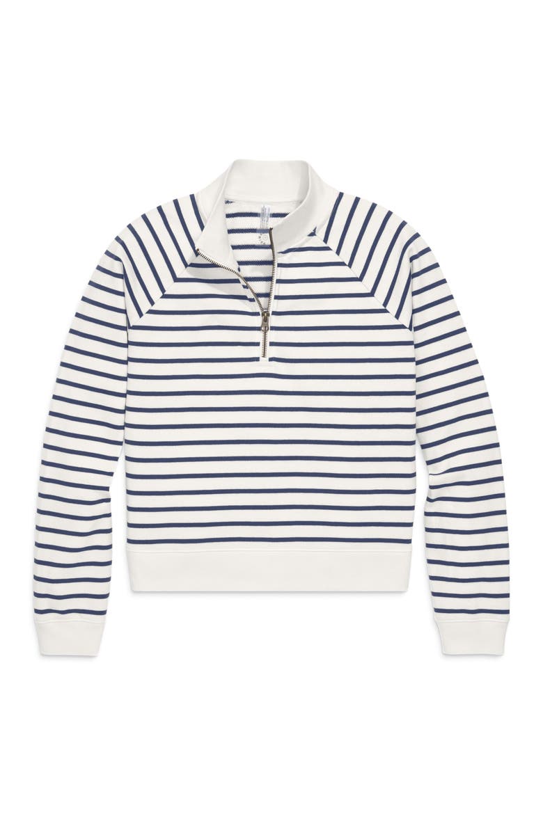 Women's Fit Half-Zip Sweatshirt, Alternate, color, Sunwashed Navy Ivory Stripe