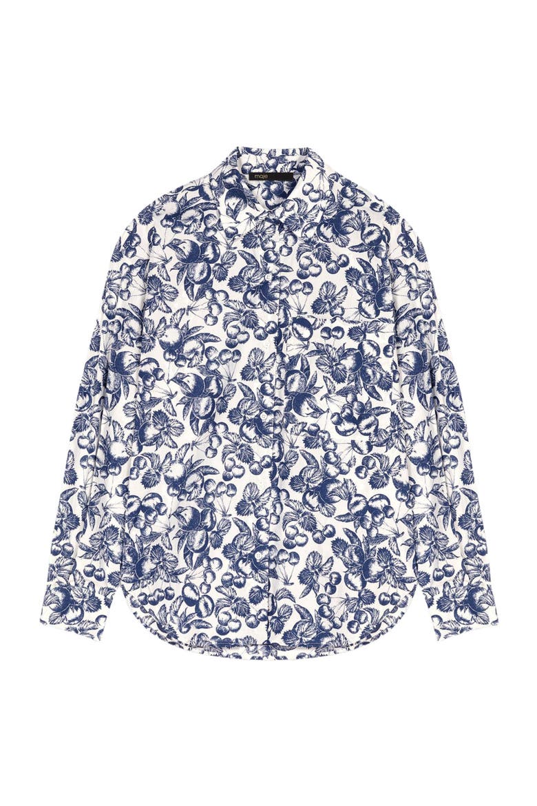 Fruit printed blouse, Alternate, color, Blue fruits print
