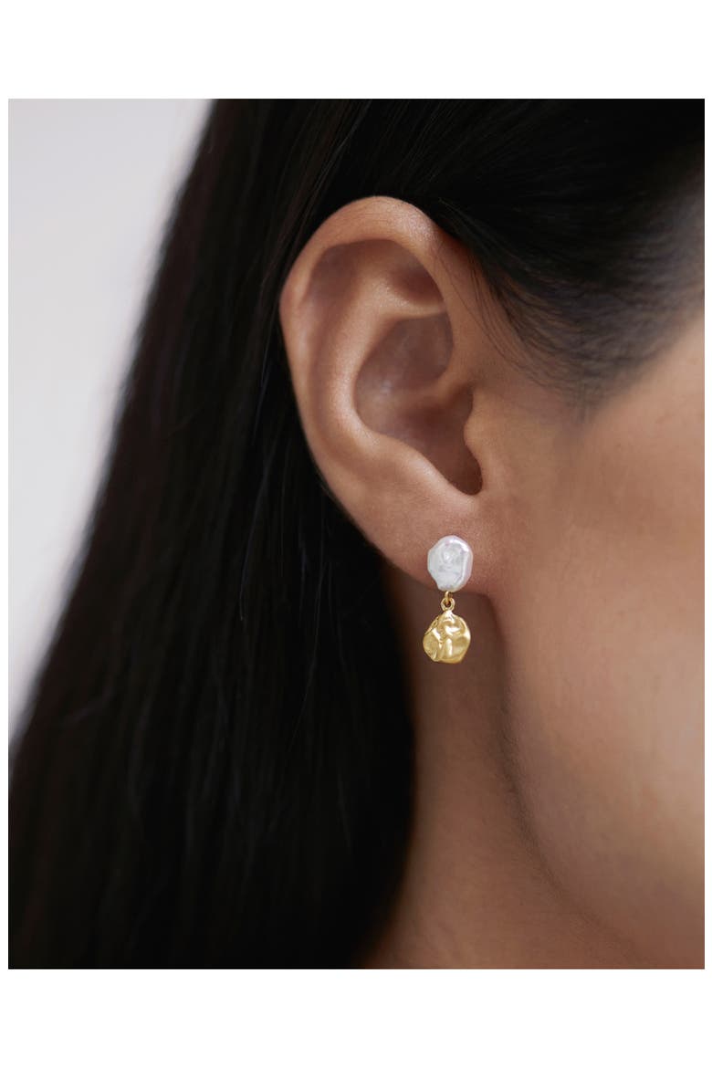 Mismatched Keshi Pearl Drop Earrings, Alternate, color, 18CT GOLD VERMEIL/SS