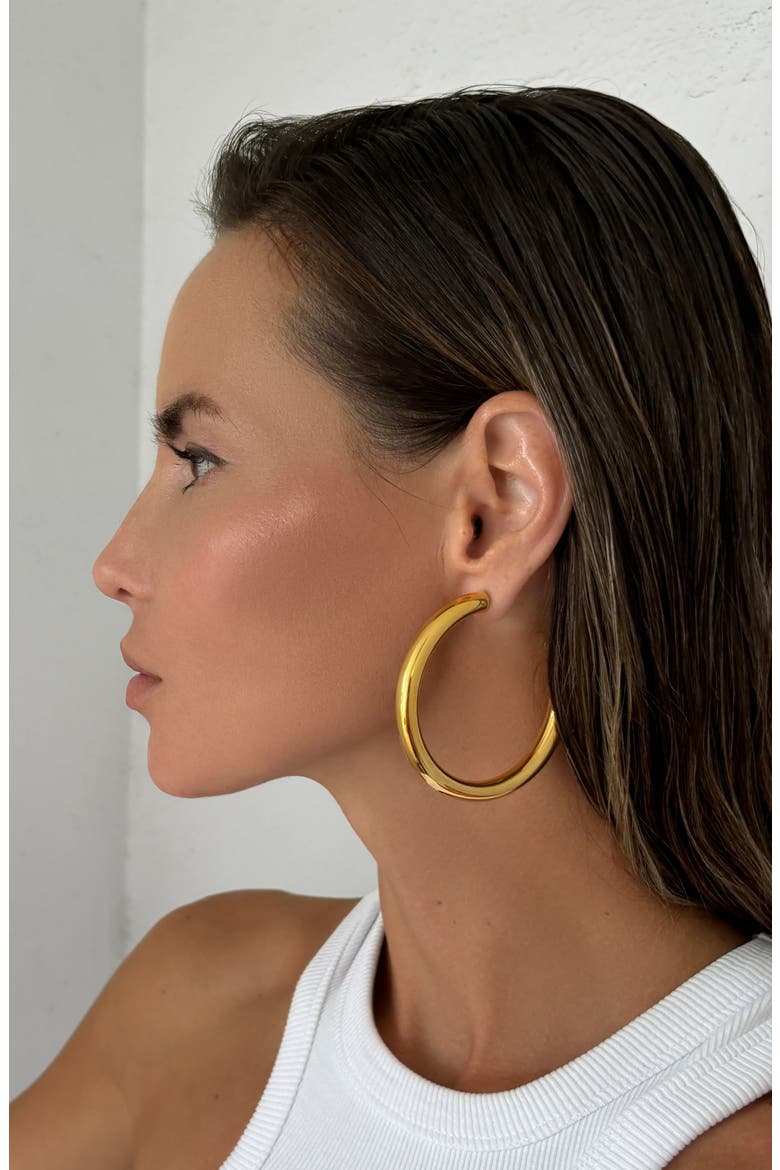 Chunky Hoop Earrings, Alternate, color, GOLD