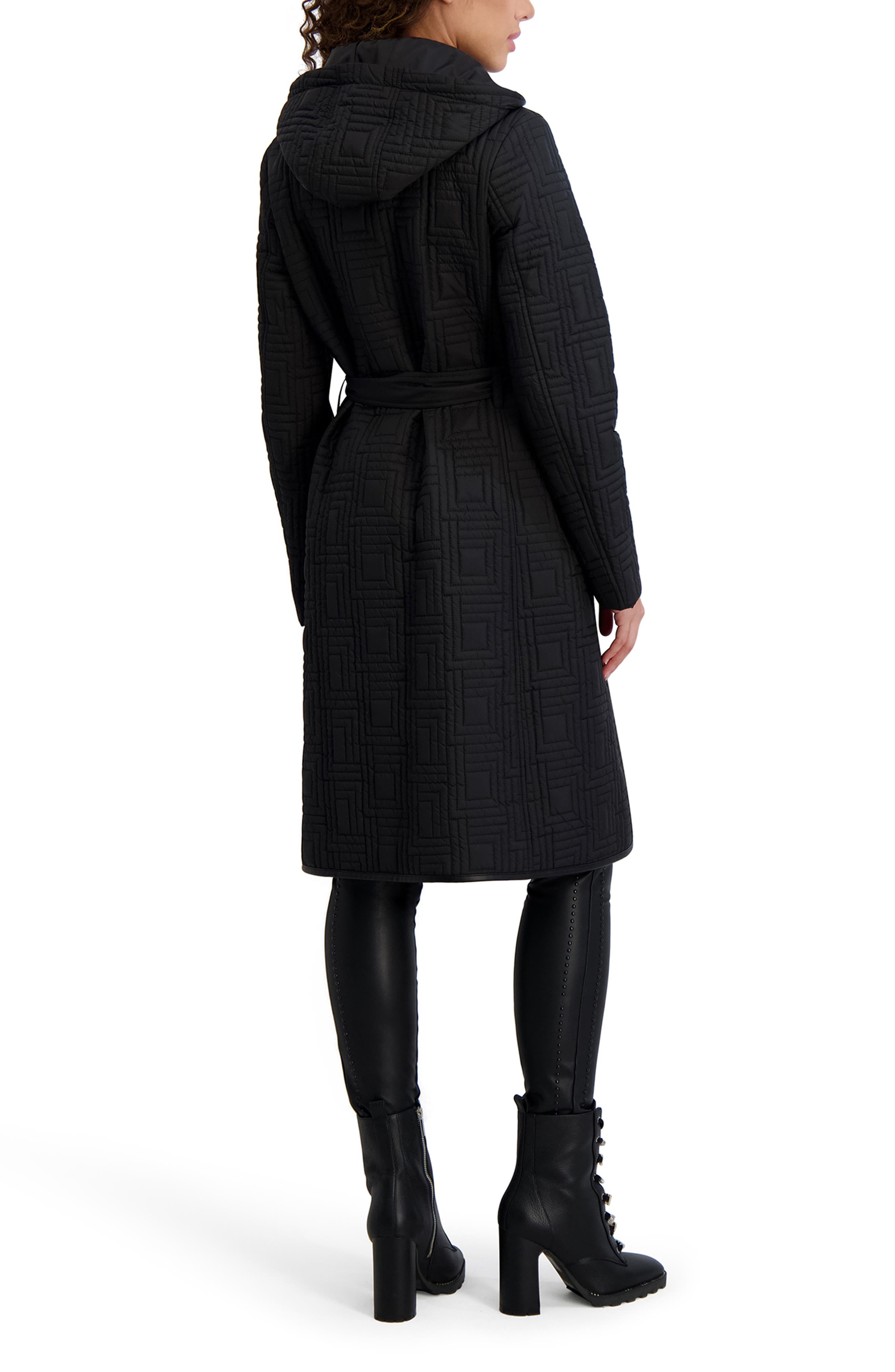 Hooded Belted Quilted Zip Jacket - image 2