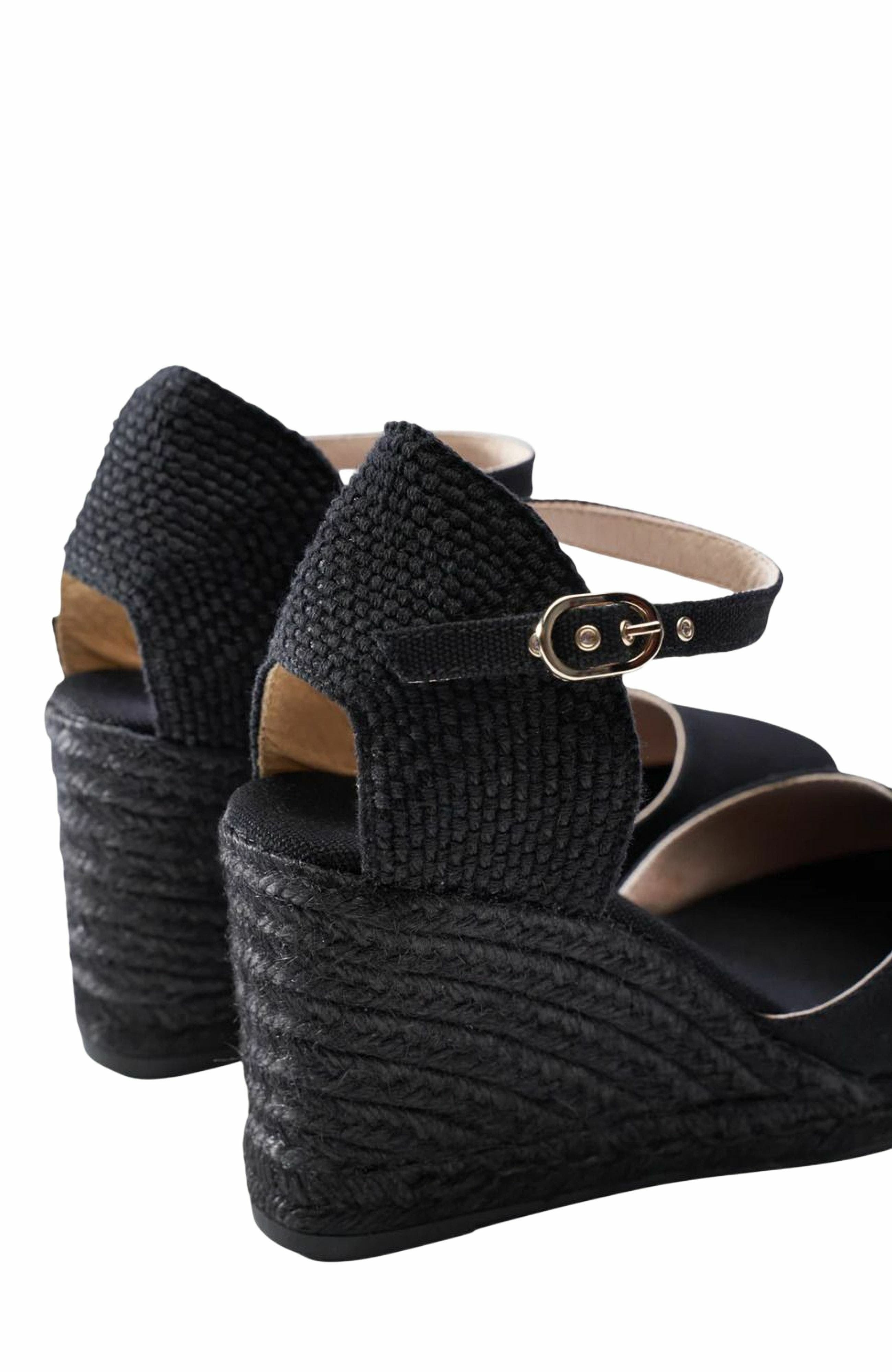 Satuna Canvas Espadrille Wedges, Alternate, color, Black/Black