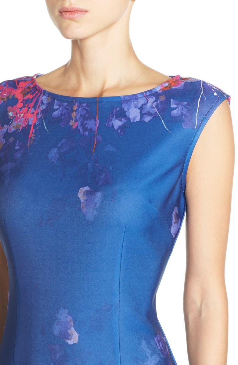 Adrianna Papell Floral Border Print Scuba Sheath Dress, Alternate, color,