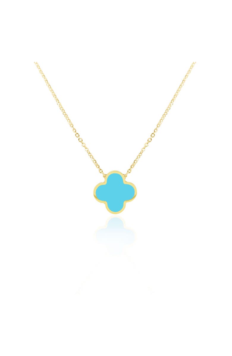 The Lovery Fine Jewelry Extra Large Turquoise Single Clover Necklace, Main, color, Turquoise
