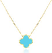 The Lovery Fine Jewelry Extra Large Turquoise Single Clover Necklace