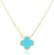 The Lovery Fine Jewelry Extra Large Turquoise Single Clover Necklace