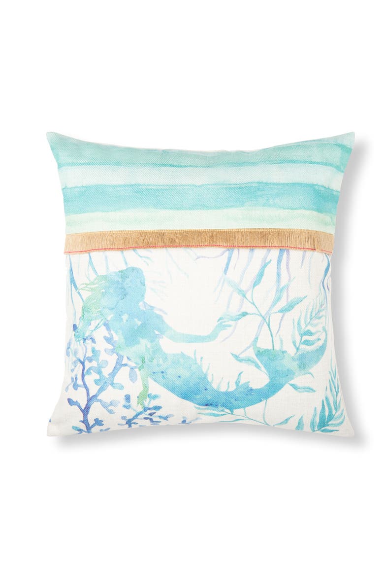 Mermaid 1 Embroidered Accent Throw Pillow, Main, color, Blue